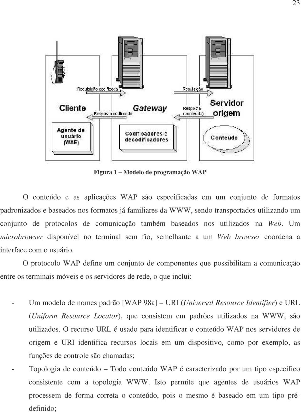 Um microbrowser disponível no terminal sem fio, semelhante a um Web browser coordena a interface com o usuário.