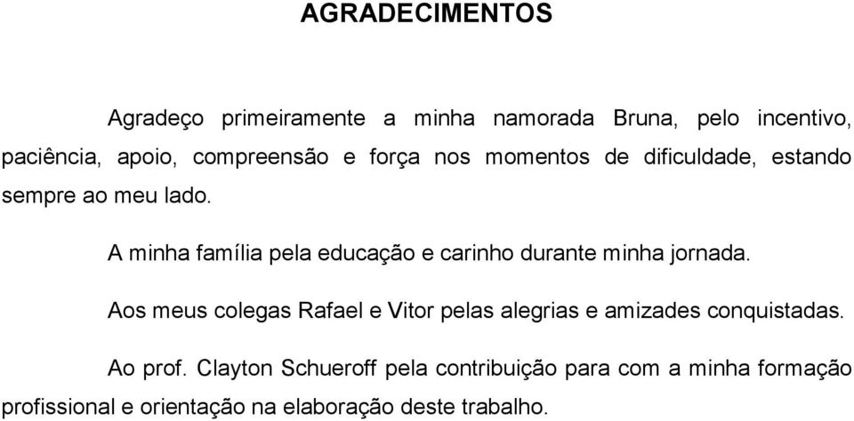 A minha família pela educação e carinho durante minha jornada.