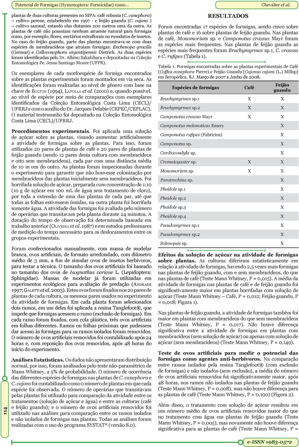 As plantas de café não possuíam nenhum atraente natural para formigas como, por exemplo, flores, nectários extraflorais ou exsudatos de insetos.