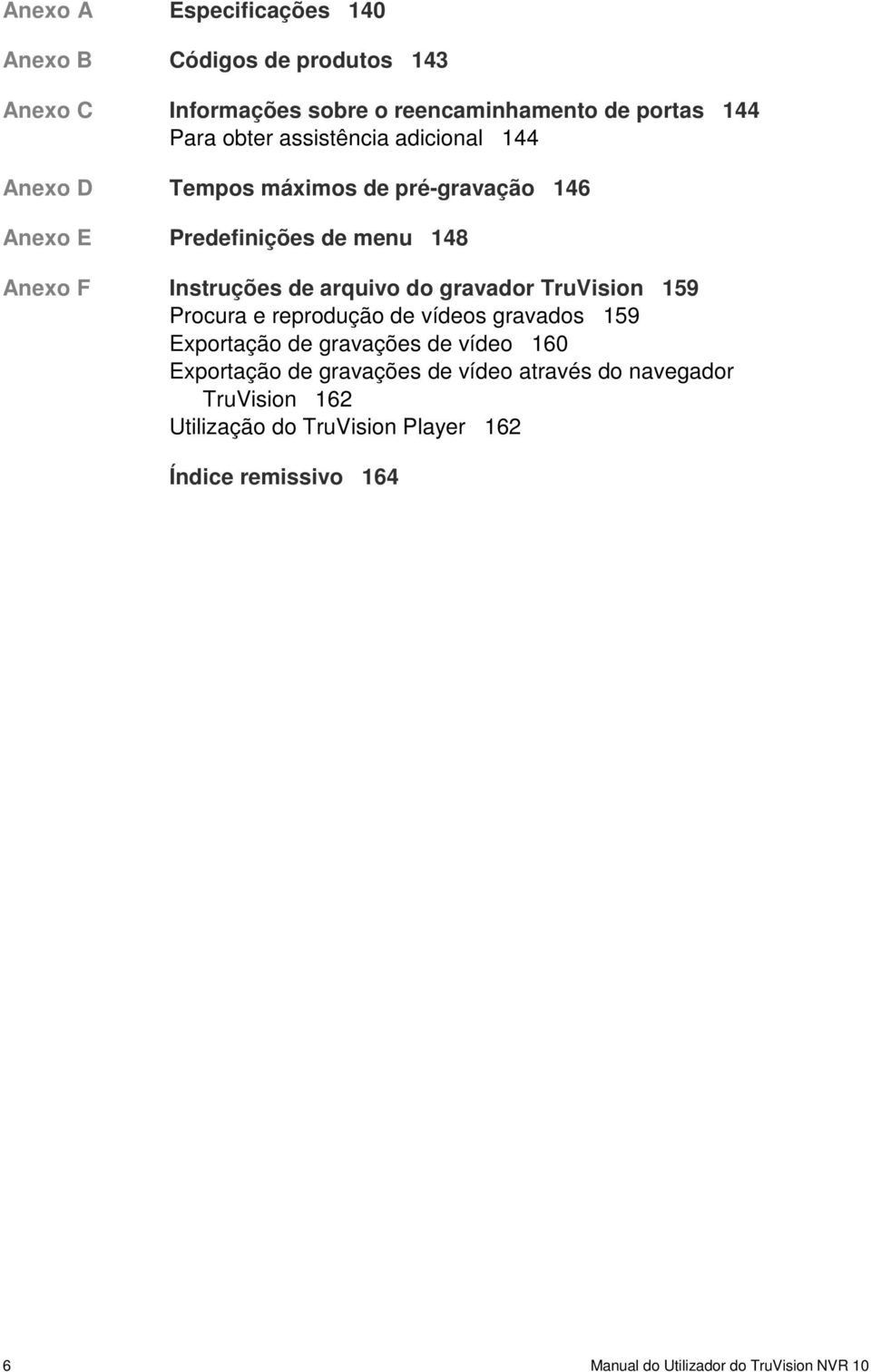 do gravador TruVision 159 Procura e reprodução de vídeos gravados 159 Exportação de gravações de vídeo 160 Exportação de gravações de