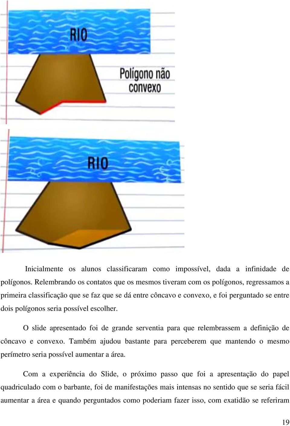 seria possível escolher. O slide apresentado foi de grande serventia para que relembrassem a definição de côncavo e convexo.