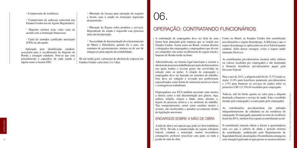 Notese que esse procedimento é específico de cada estado e alguns usam o mesmo EIN; Obtenção da licença para operação do negócio e alvará, caso o estado ou município requeiram tal permissão; Obtenção