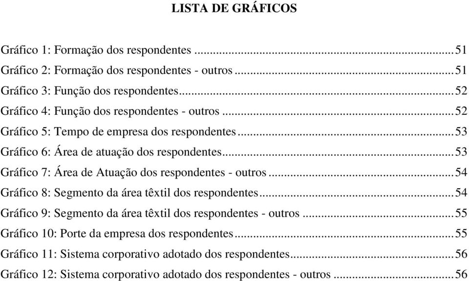 .. 53 Gráfico 7: Área de Atuação dos respondentes - outros... 54 Gráfico 8: Segmento da área têxtil dos respondentes.