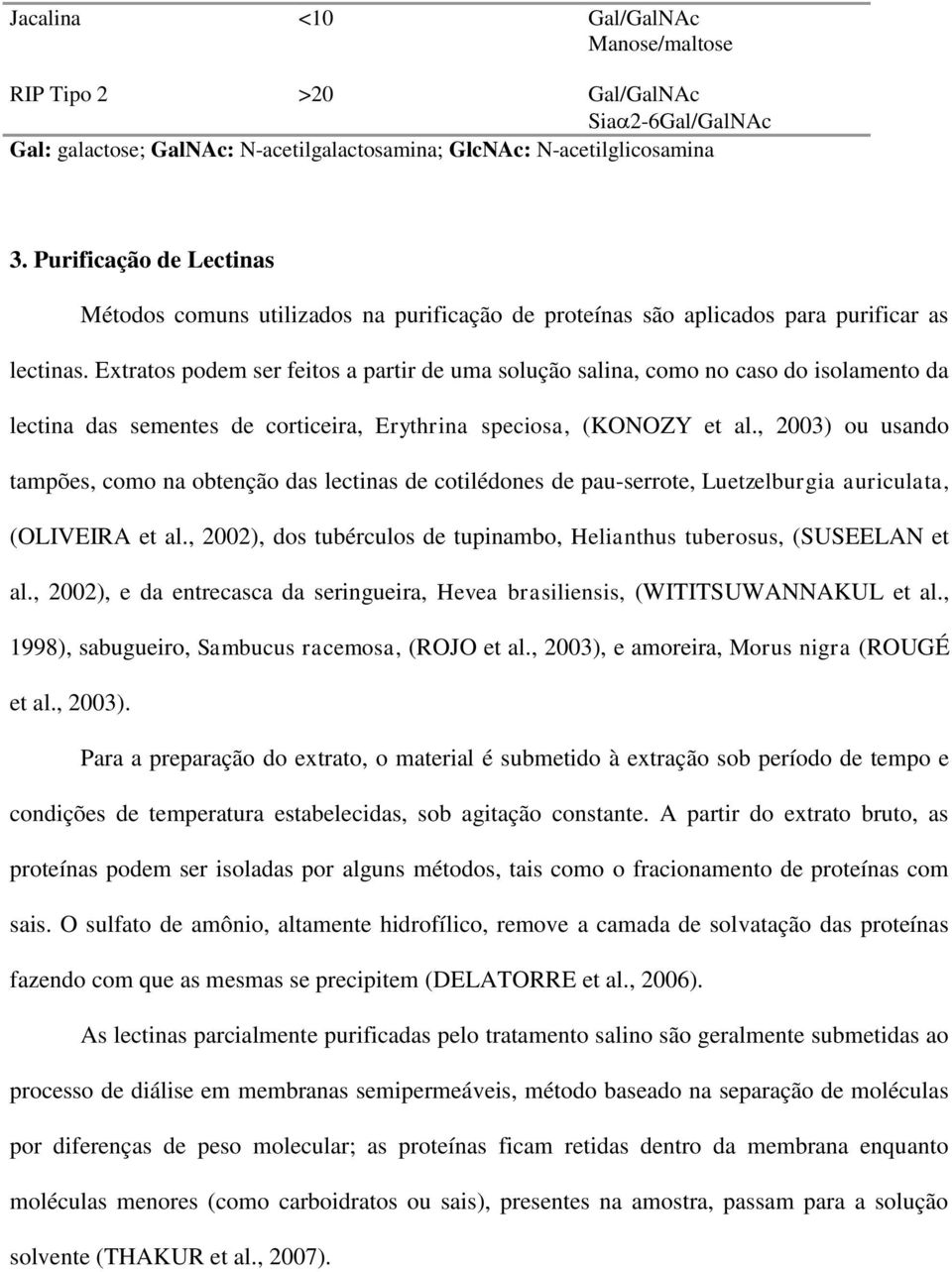 Extratos podem ser feitos a partir de uma solução salina, como no caso do isolamento da lectina das sementes de corticeira, Erythrina speciosa, (KONOZY et al.