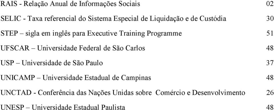 Universidade Federal de São Carlos 48 USP Universidade de São Paulo 37 UNICAMP Universidade Estadual de