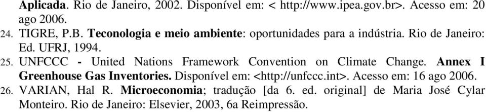 UNFCCC - United Nations Framework Convention on Climate Change. Annex I Greenhouse Gas Inventories.