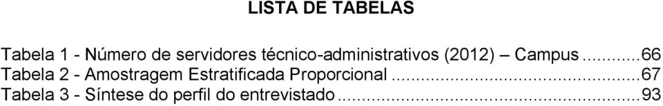 .. 66 Tabela 2 - Amostragem Estratificada