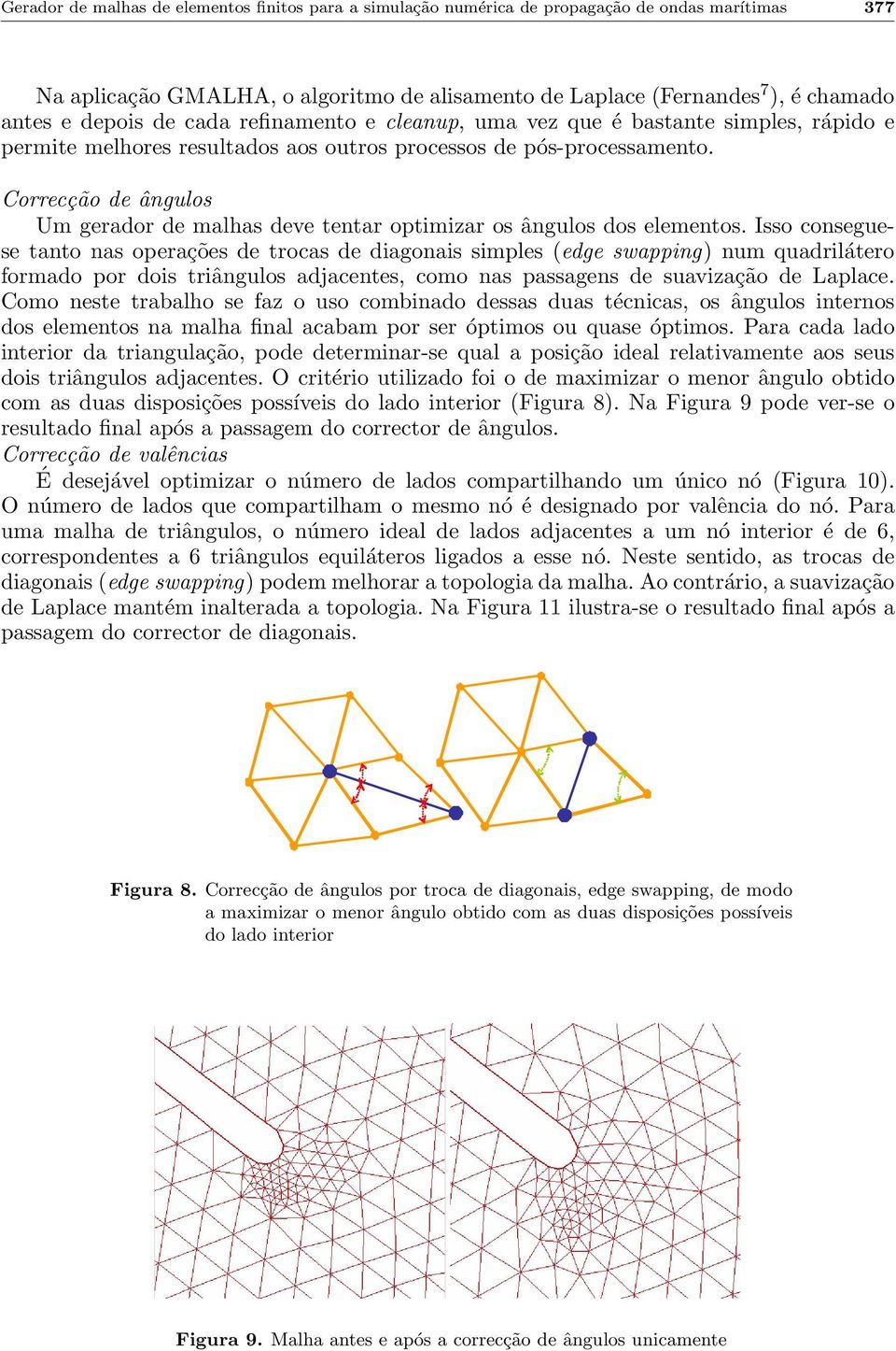 Correcção de ângulos Um gerador de malhas deve tentar optimizar os ângulos dos elementos.