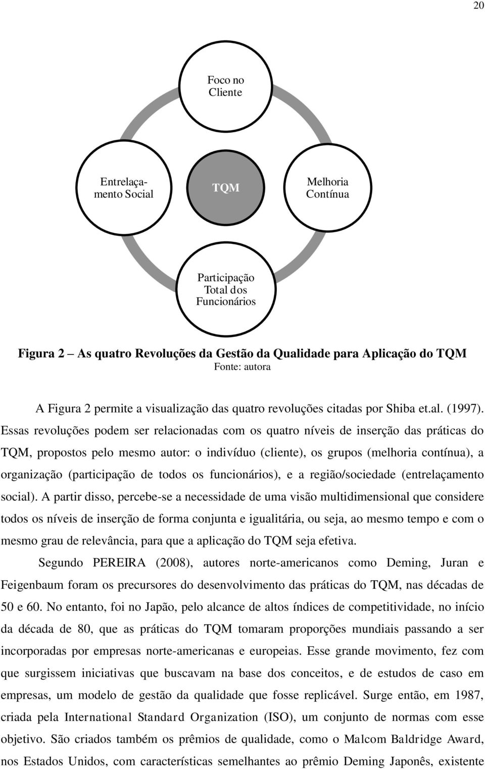 Essas revoluções podem ser relacionadas com os quatro níveis de inserção das práticas do TQM, propostos pelo mesmo autor: o indivíduo (cliente), os grupos (melhoria contínua), a organização