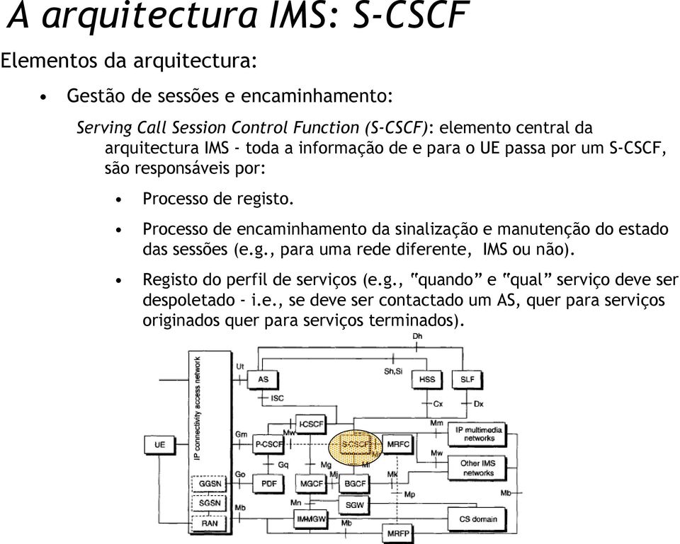 Processo de encaminhamento da sinalização e manutenção do estado das sessões (e.g., para uma rede diferente, IMS ou não).