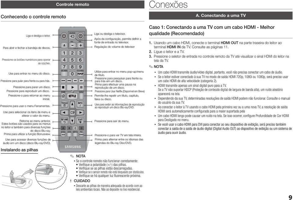 Pressione-o para retornar ao menu inicial. Pressione para usar o menu Ferramentas. Use para selecionar os itens de menu e alterar o valor do menu. Retorna ao menu anterior.