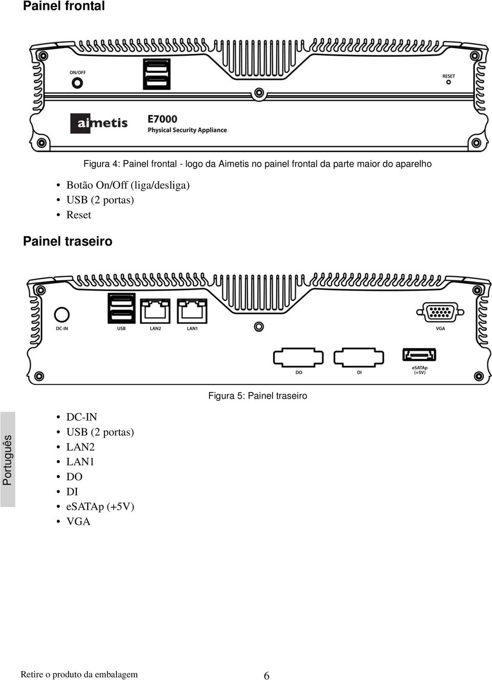 portas) Reset Painel traseiro Figura 5: Painel traseiro DC-IN USB (2