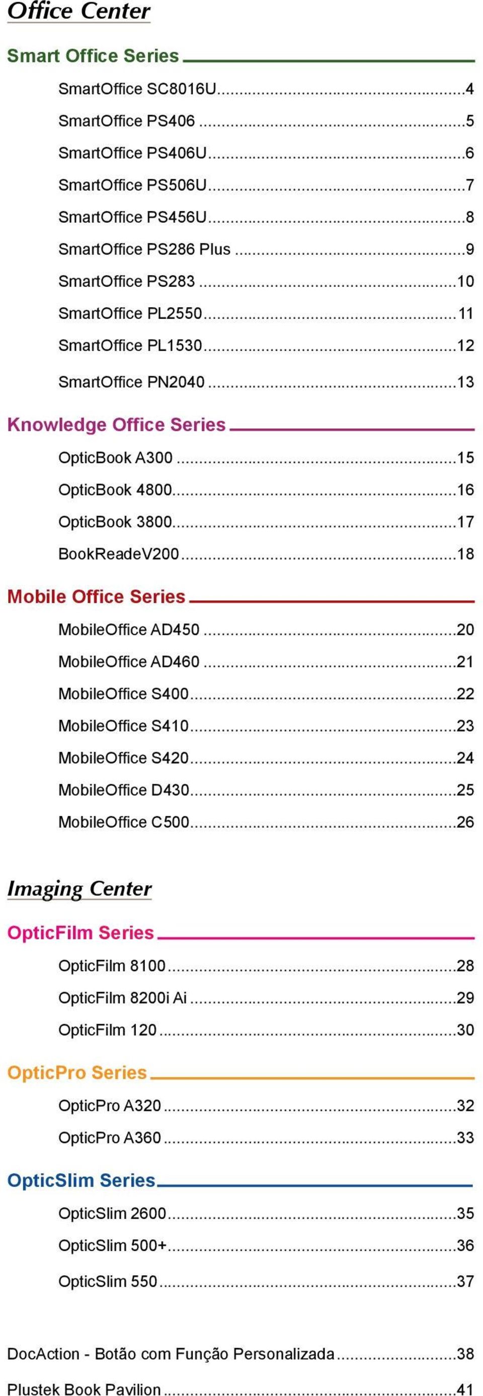 ..18 Mobile Office Series MobileOffice AD450...20 MobileOffice AD460...21 MobileOffice S400...22 MobileOffice S410...23 MobileOffice S420...24 MobileOffice D430...25 MobileOffice C500.