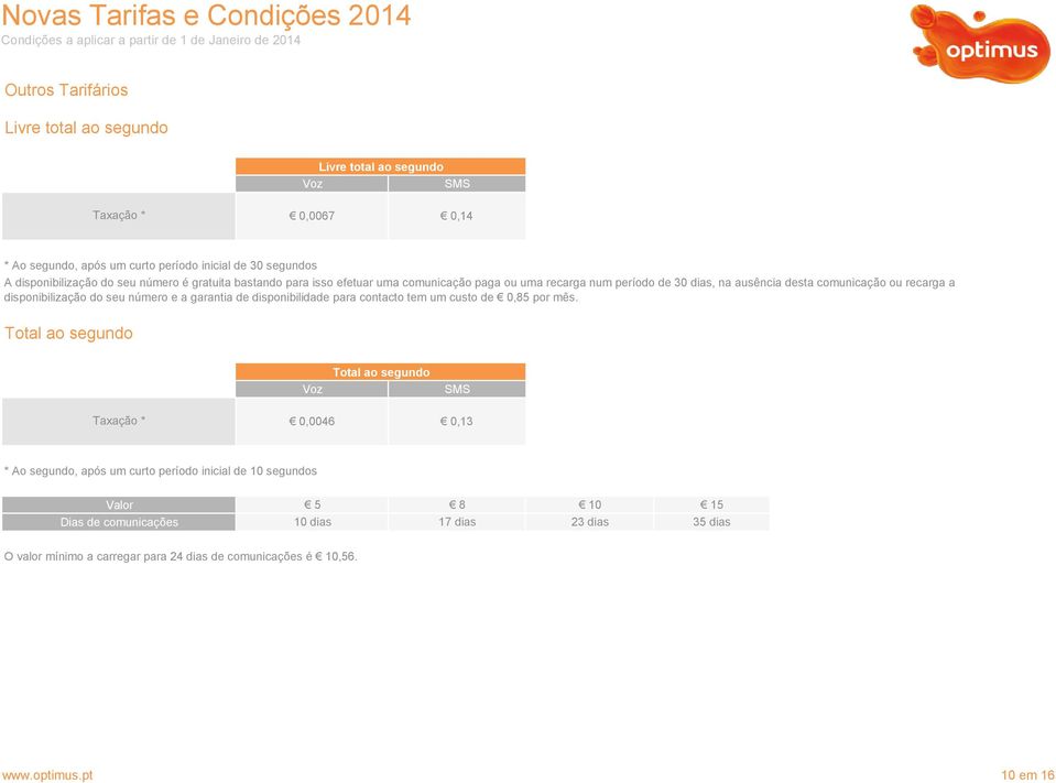 número e a garantia de disponibilidade para contacto tem um custo de 0,85 por mês.