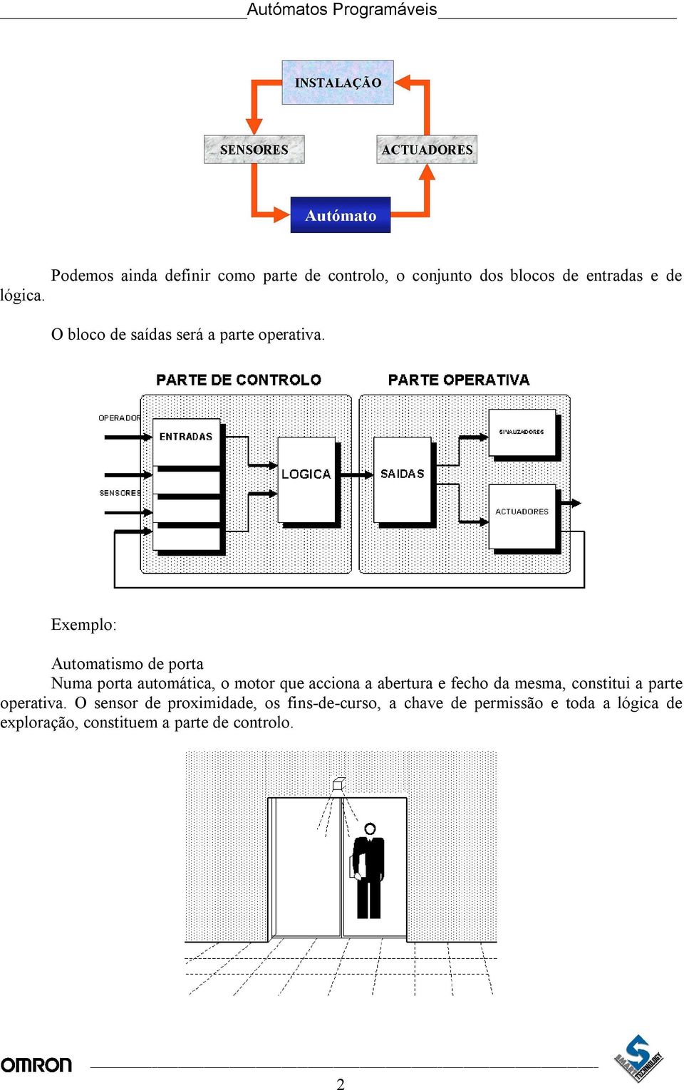 Exemplo: Automatismo de porta Numa porta automática, o motor que acciona a abertura e fecho da