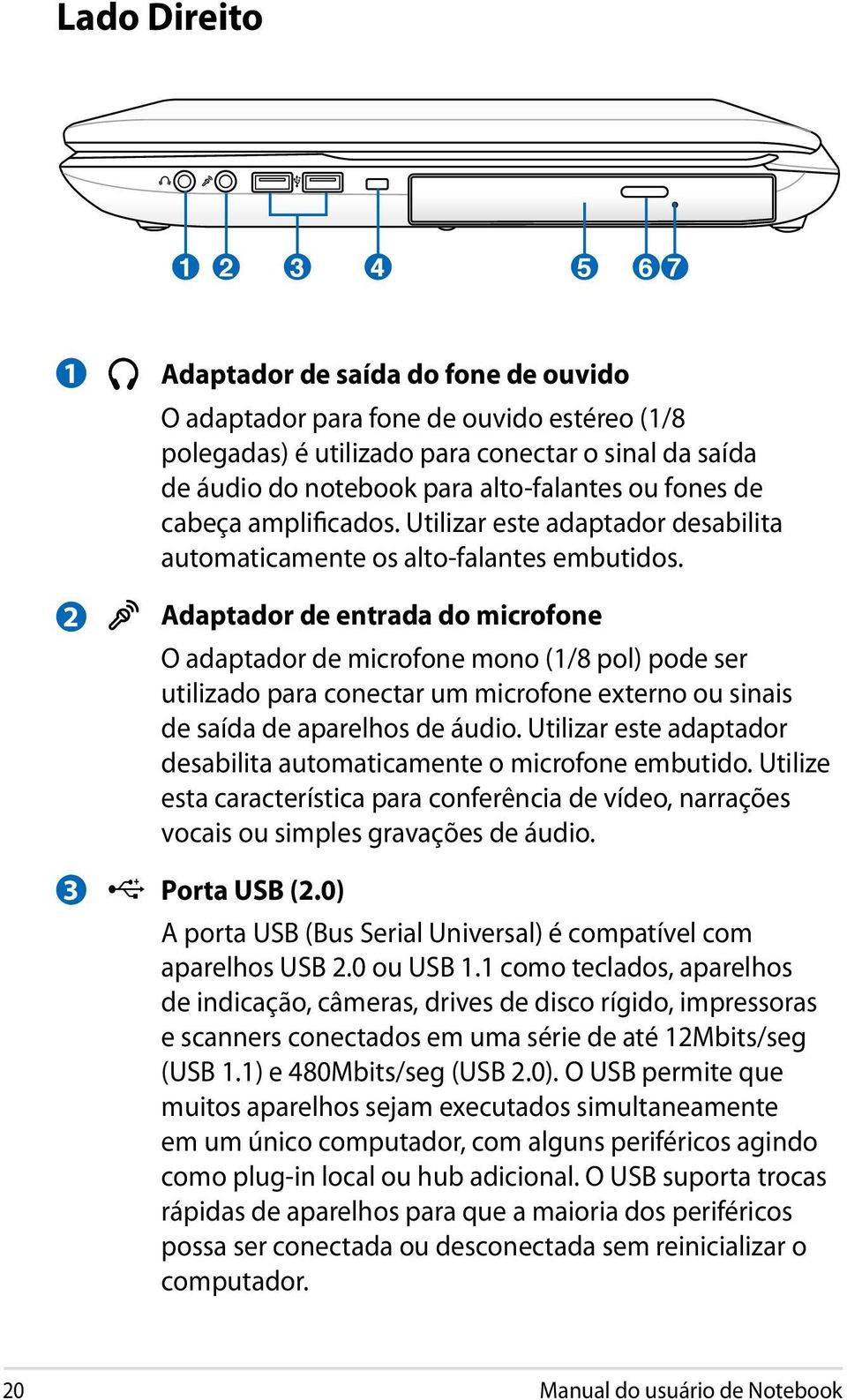 Adaptador de entrada do microfone O adaptador de microfone mono (1/8 pol) pode ser utilizado para conectar um microfone externo ou sinais de saída de aparelhos de áudio.