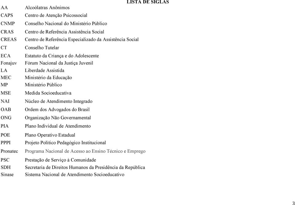 Liberdade Assistida Ministério da Educação Ministério Público Medida Socioeducativa Núcleo de Atendimento Integrado Ordem dos Advogados do Brasil Organização Não Governamental Plano Individual de