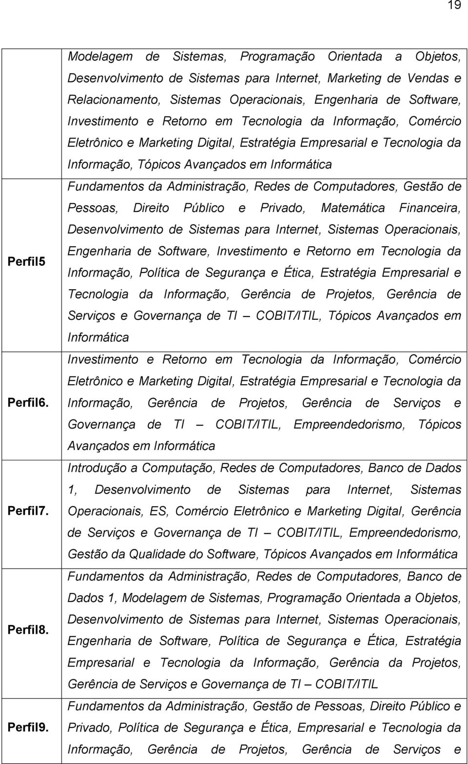 Retorno em Tecnologia da Informação, Comércio Eletrônico e Marketing Digital, Estratégia Empresarial e Tecnologia da Informação, Tópicos Avançados em Informática Fundamentos da Administração, Redes