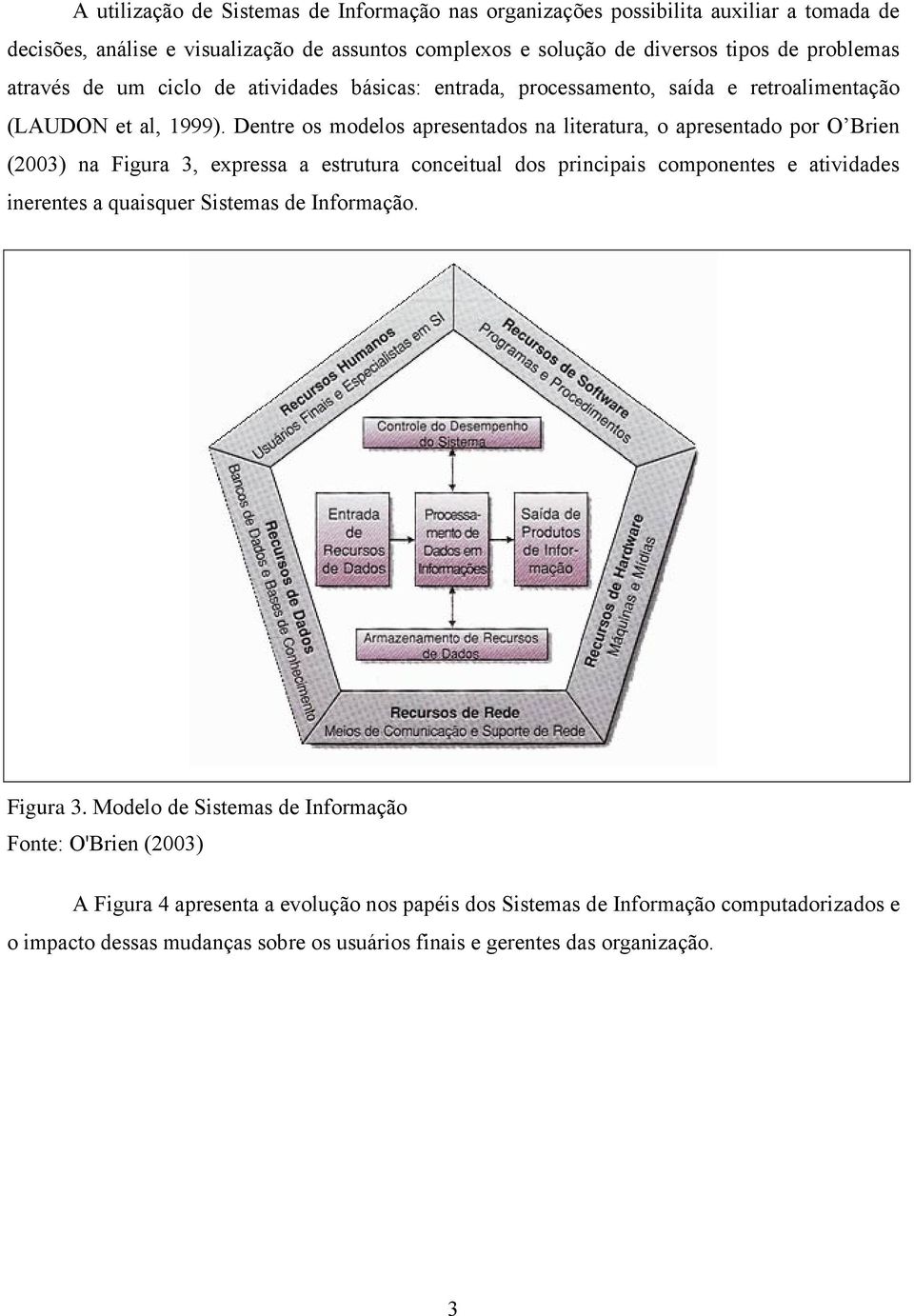 Dentre os modelos apresentados na literatura, o apresentado por O Brien (2003) na Figura 3, expressa a estrutura conceitual dos principais componentes e atividades inerentes a quaisquer