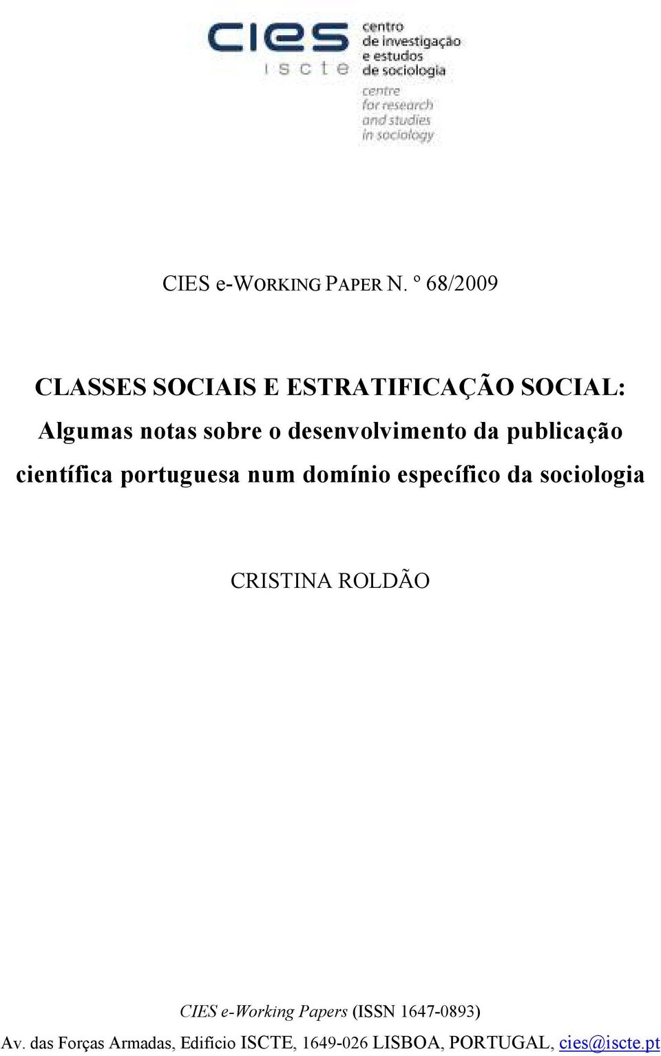 desenvolvimento da publicação científica portuguesa num domínio específico da