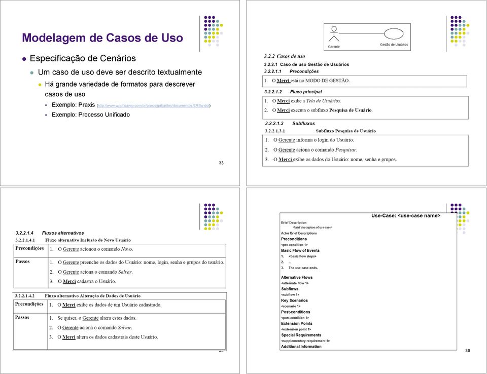 Há grande variedade de formatos para descrever casos de uso "