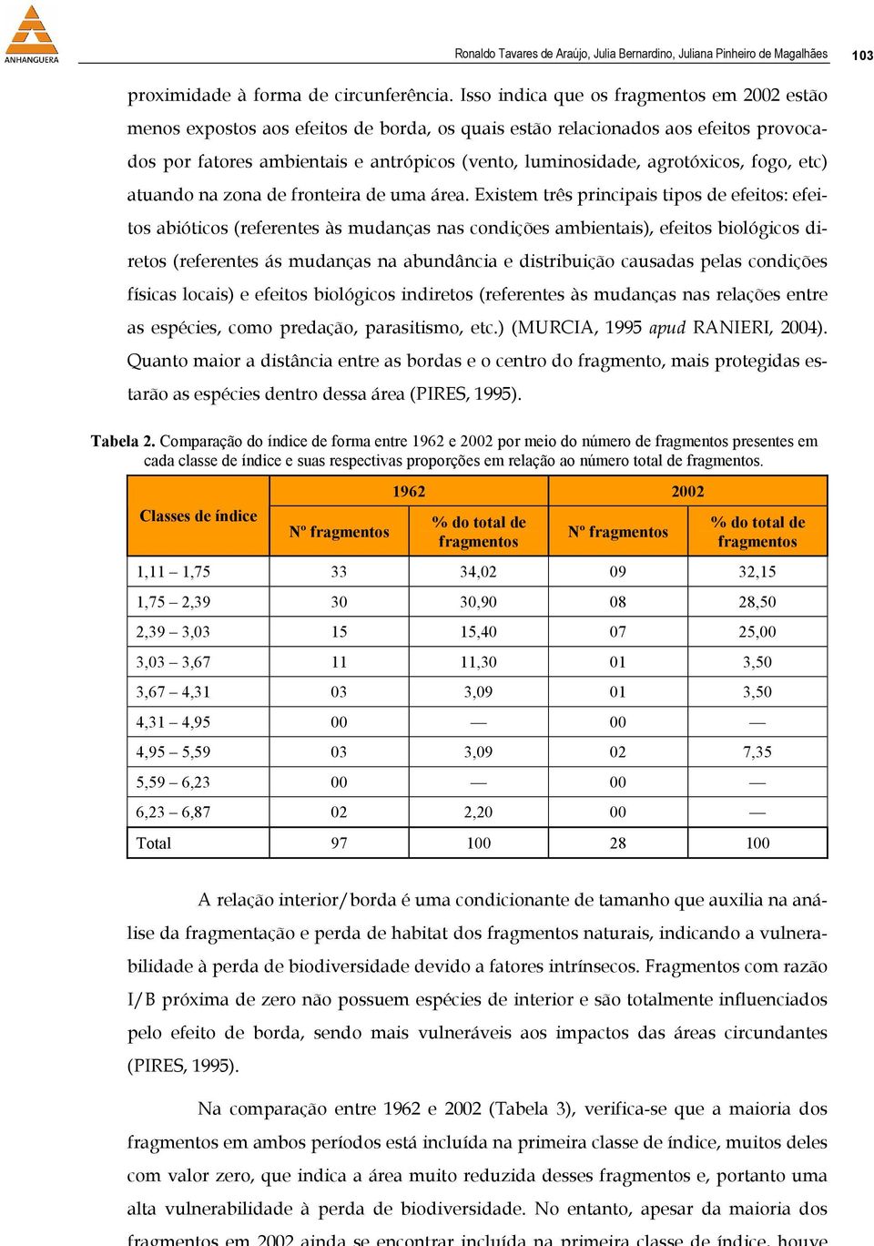 agrotóxicos, fogo, etc) atuando na zona de fronteira de uma área.