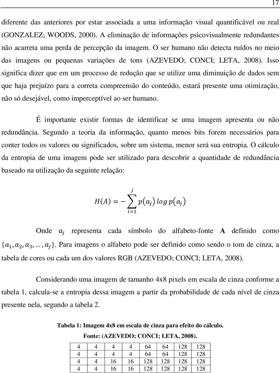 O ser humano não detecta ruídos no meio das imagens ou pequenas variações de tons (AZEVEDO; CONCI; LETA, 2008).