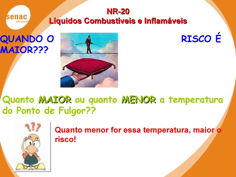 MENOR a temperatura do Ponto de