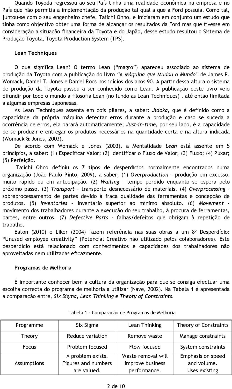 consideração a situação financeira da Toyota e do Japão, desse estudo resultou o Sistema de Produção Toyota, Toyota Production System (TPS). Lean Techniques O que significa Lean?