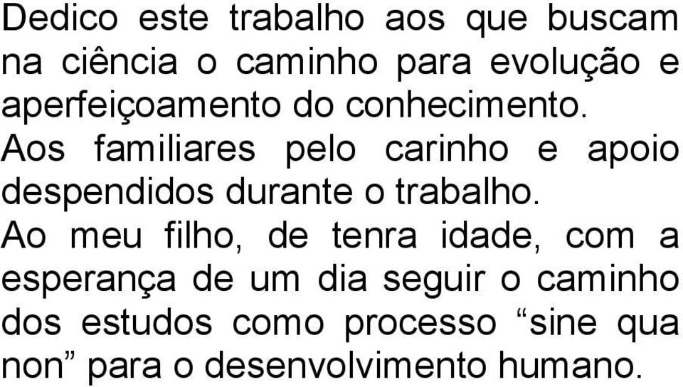 Aos familiares pelo carinho e apoio despendidos durante o trabalho.