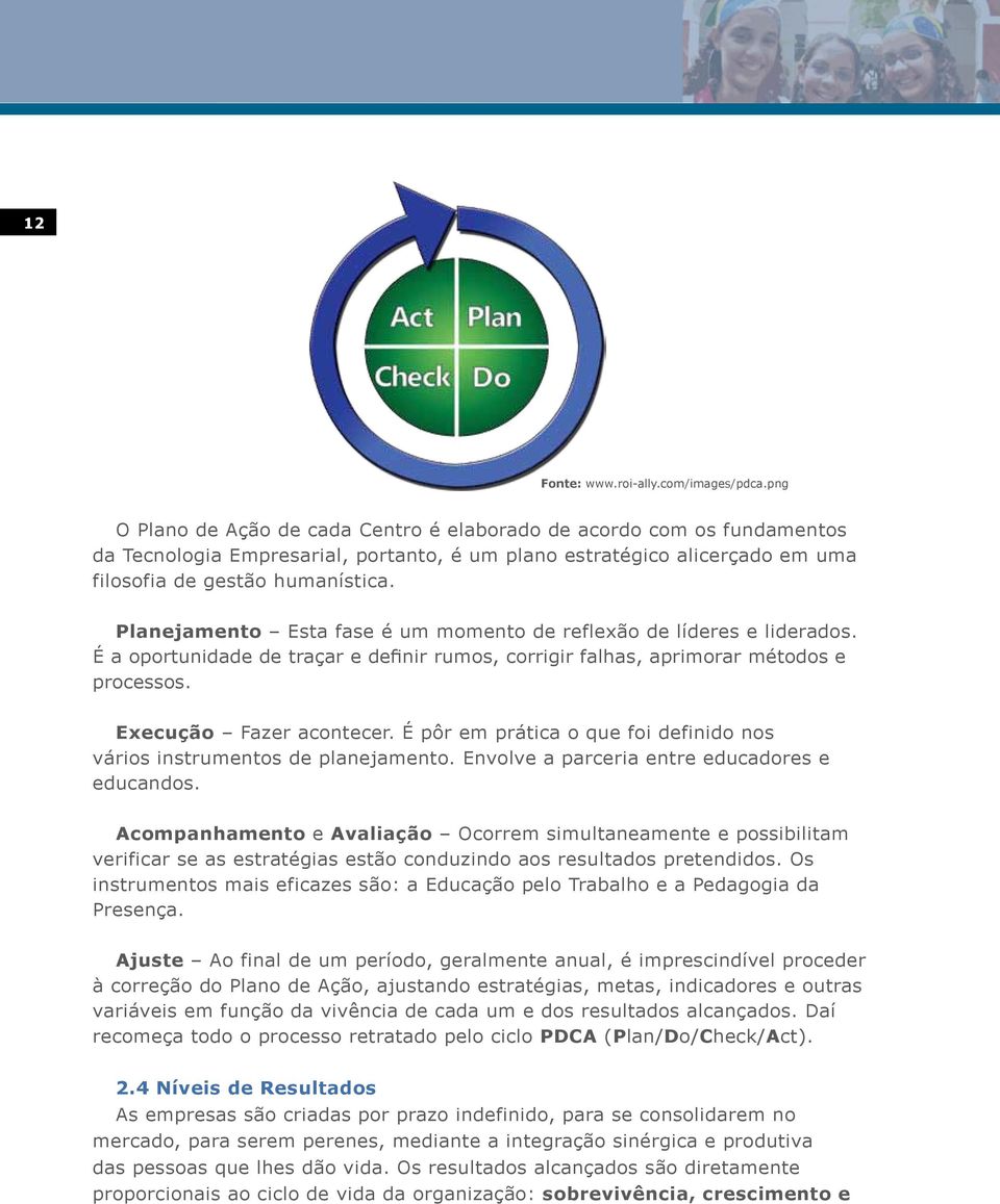 Planejamento Esta fase é um momento de reflexão de líderes e liderados. É a oportunidade de traçar e definir rumos, corrigir falhas, aprimorar métodos e processos. Execução Fazer acontecer.