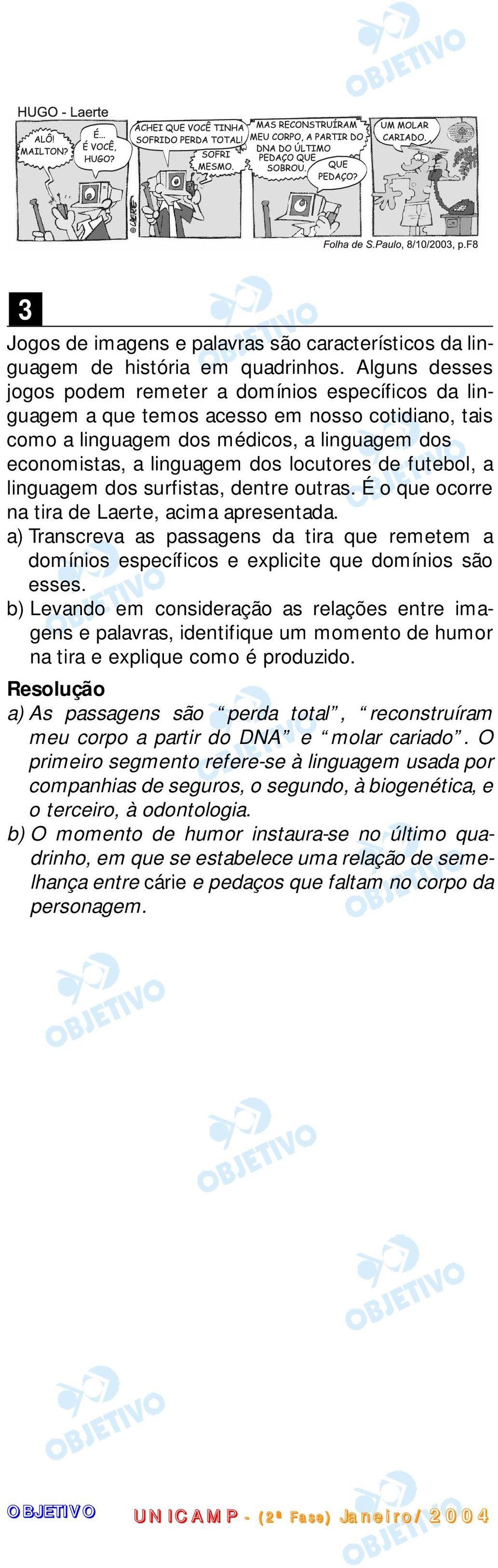 de futebol, a linguagem dos surfistas, dentre outras. É o que ocorre na tira de Laerte, acima apresentada.