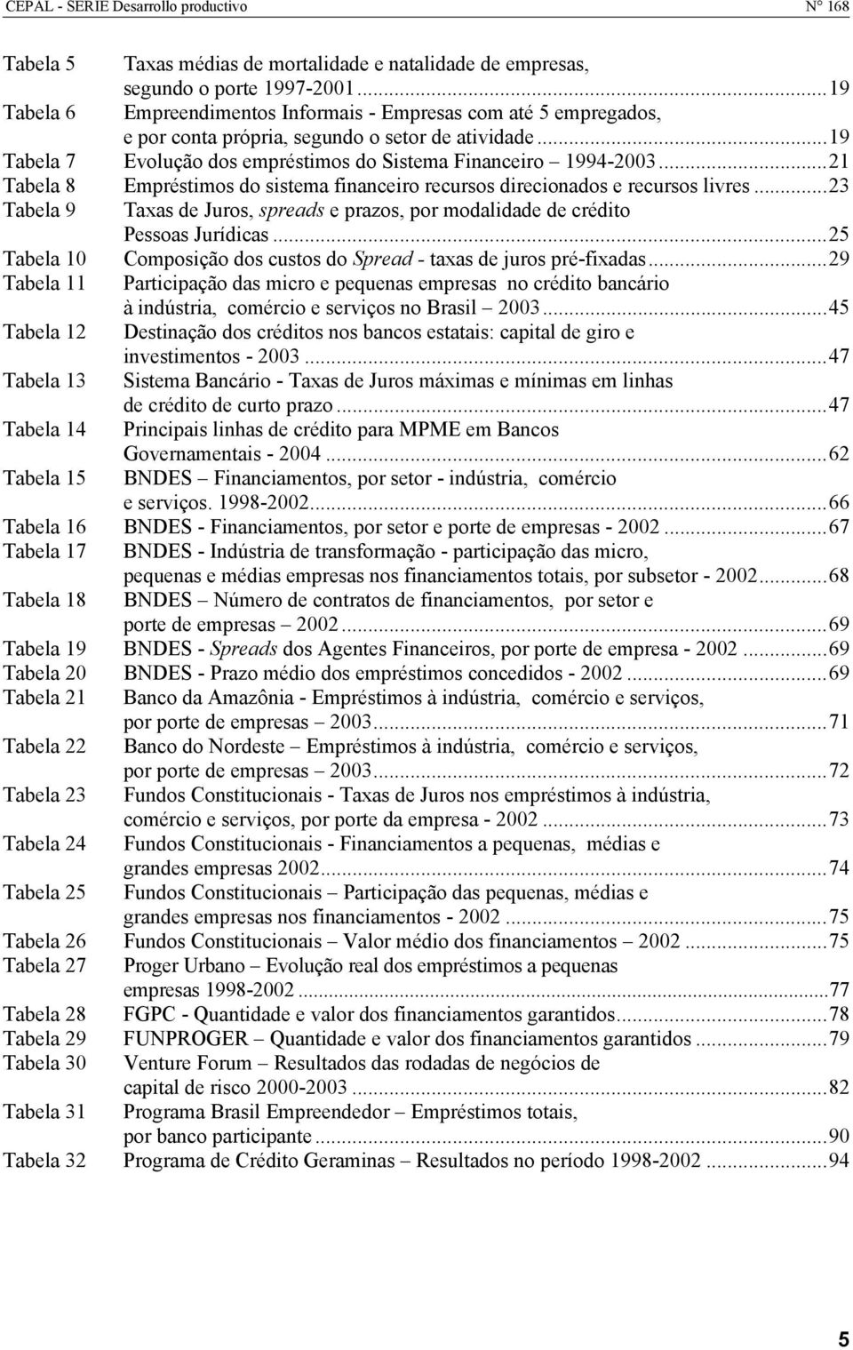 ..21 Tabela 8 Empréstimos do sistema financeiro recursos direcionados e recursos livres...23 Tabela 9 Taxas de Juros, spreads e prazos, por modalidade de crédito Pessoas Jurídicas.