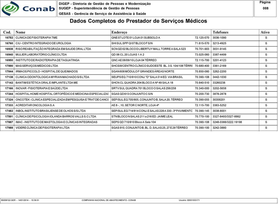 615-570 3213-4925 16938 RIO REABILITAÇÃO INTEGRADA EM AUDE ORAL LTDA CN QD 02 BLOCO D LIBERTUY MALL TORRE A ALA 523 70.