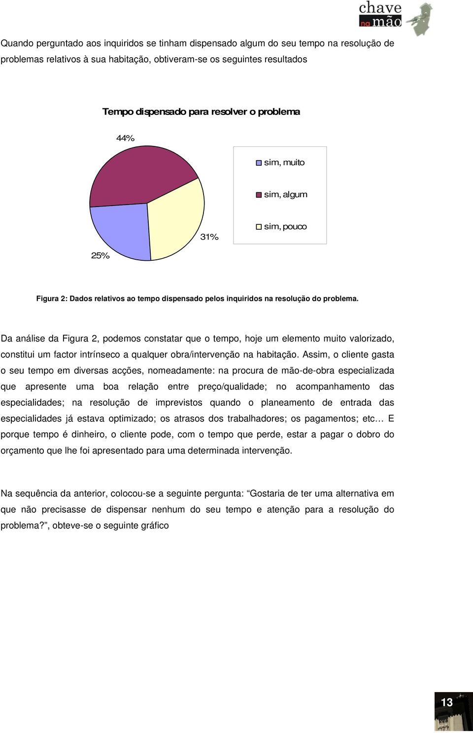 Da análise da Figura 2, podemos constatar que o tempo, hoje um elemento muito valorizado, constitui um factor intrínseco a qualquer obra/intervenção na habitação.