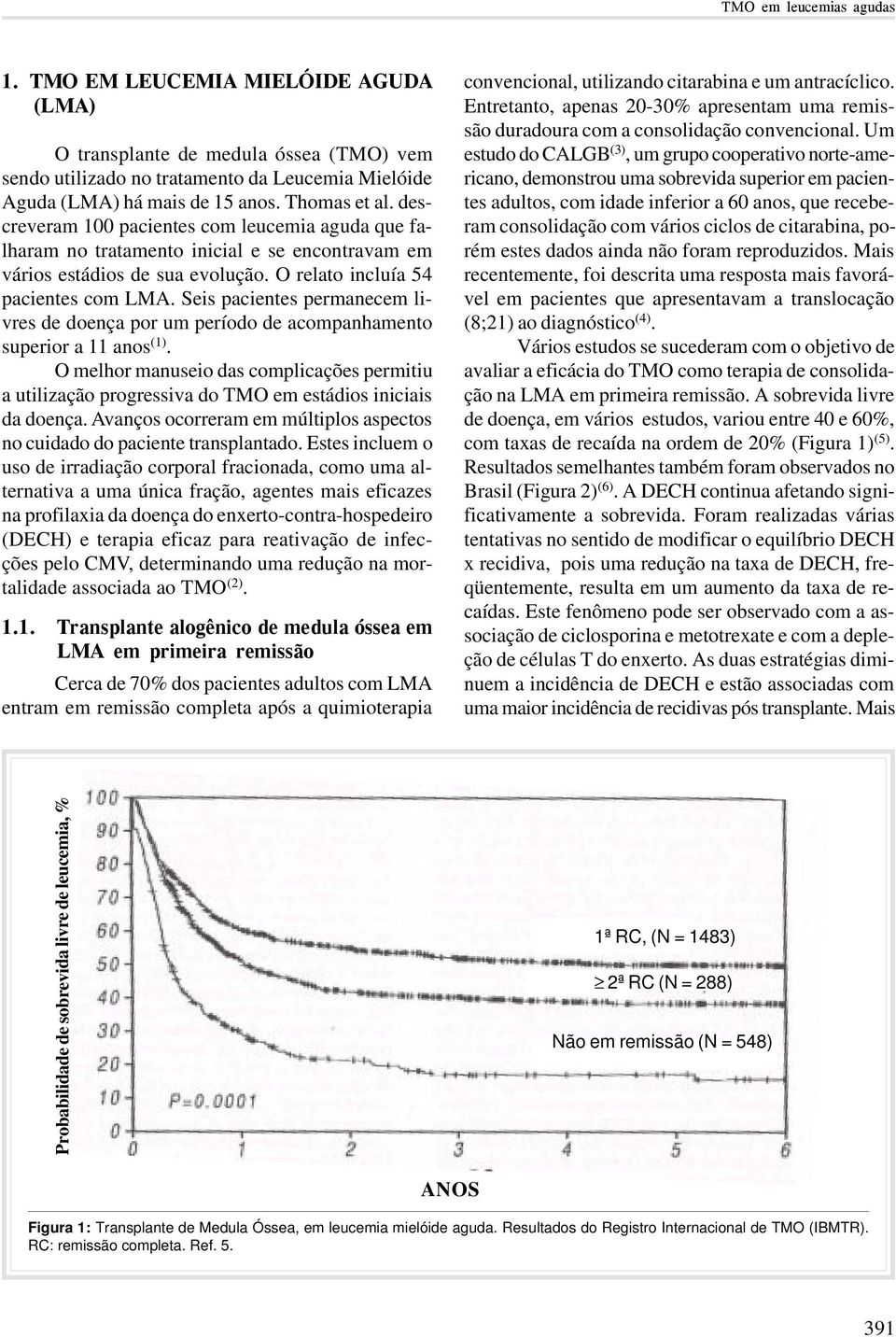 descreveram 100 pacientes com leucemia aguda que falharam no tratamento inicial e se encontravam em vários estádios de sua evolução. O relato incluía 54 pacientes com LMA.