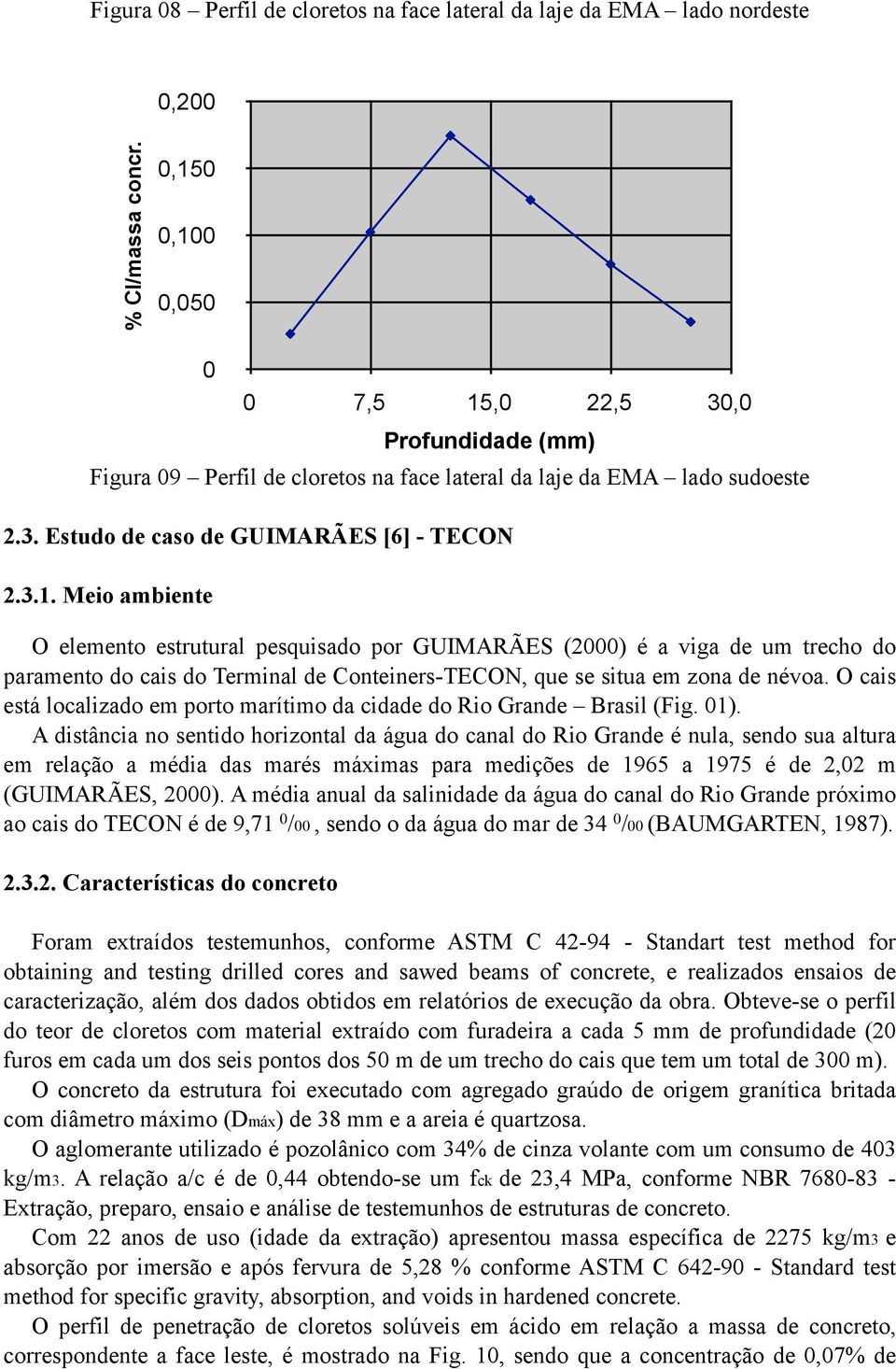 Meio ambiente O elemento estrutural pesquisado por GUIMARÃES (2) é a viga de um trecho do paramento do cais do Terminal de Conteiners-TECON, que se situa em zona de névoa.