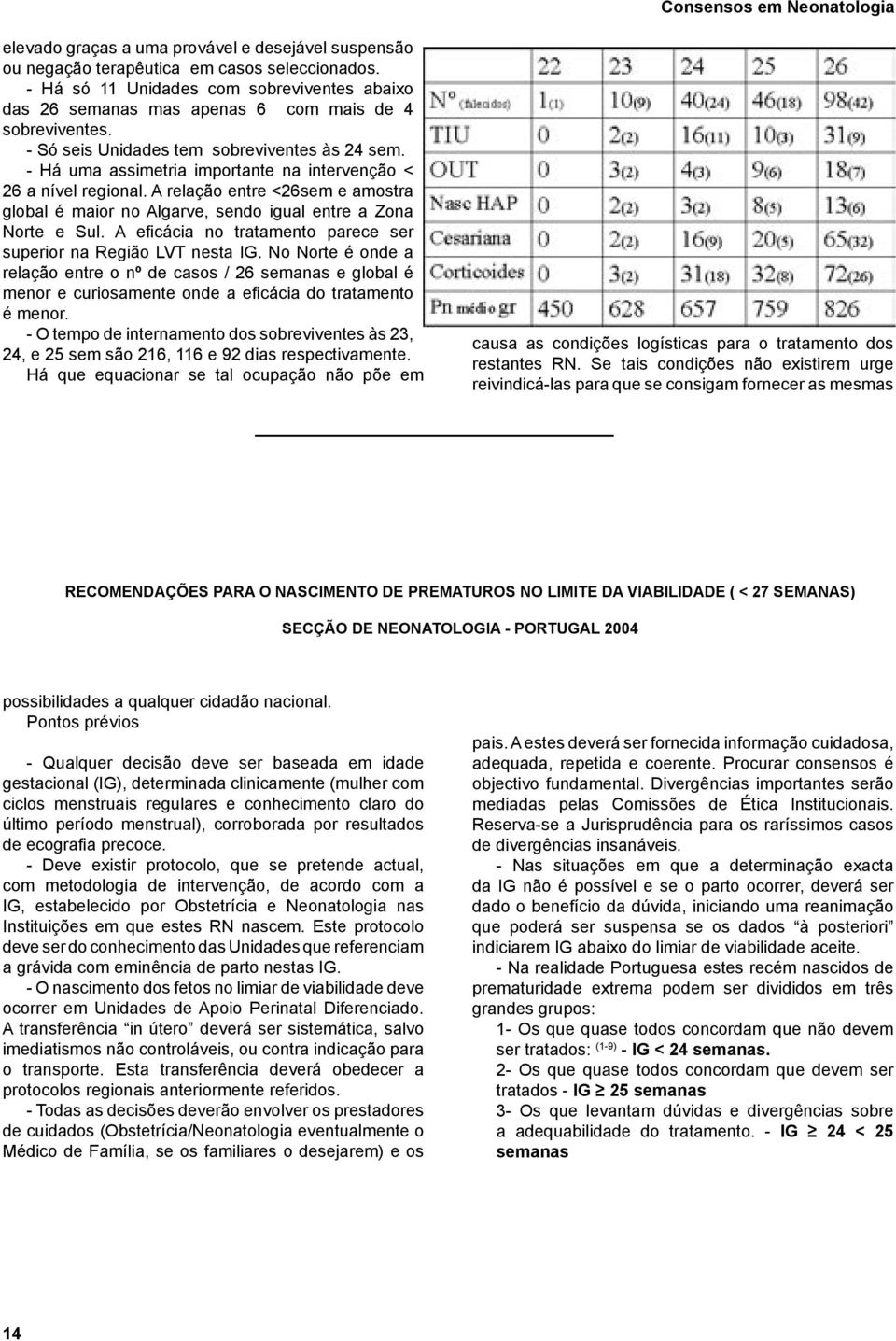 - Há uma assimetria importante na intervenção < 26 a nível regional. A relação entre <26sem e amostra global é maior no Algarve, sendo igual entre a Zona Norte e Sul.