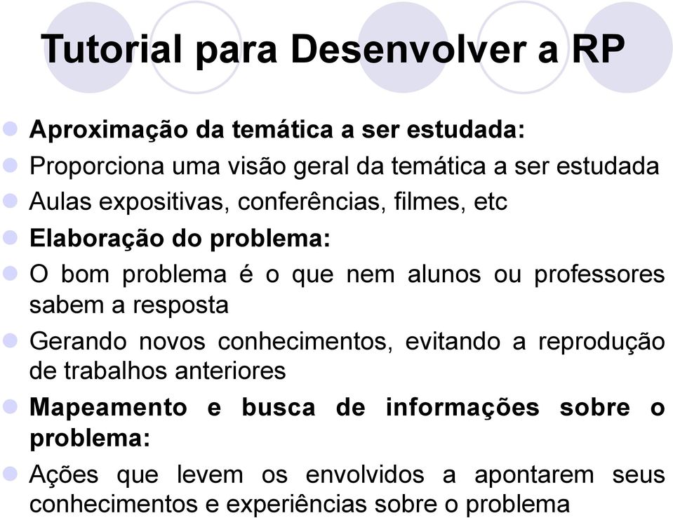 professores sabem a resposta Gerando novos conhecimentos, evitando a reprodução de trabalhos anteriores Mapeamento e