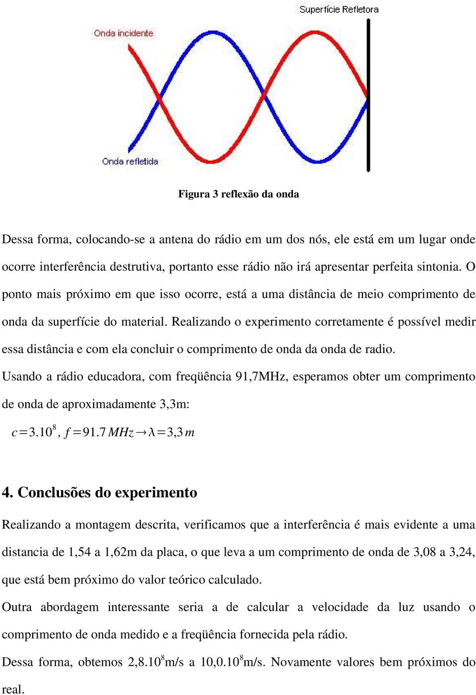 Realizando o experimento corretamente é possível medir essa distância e com ela concluir o comprimento de onda da onda de radio.