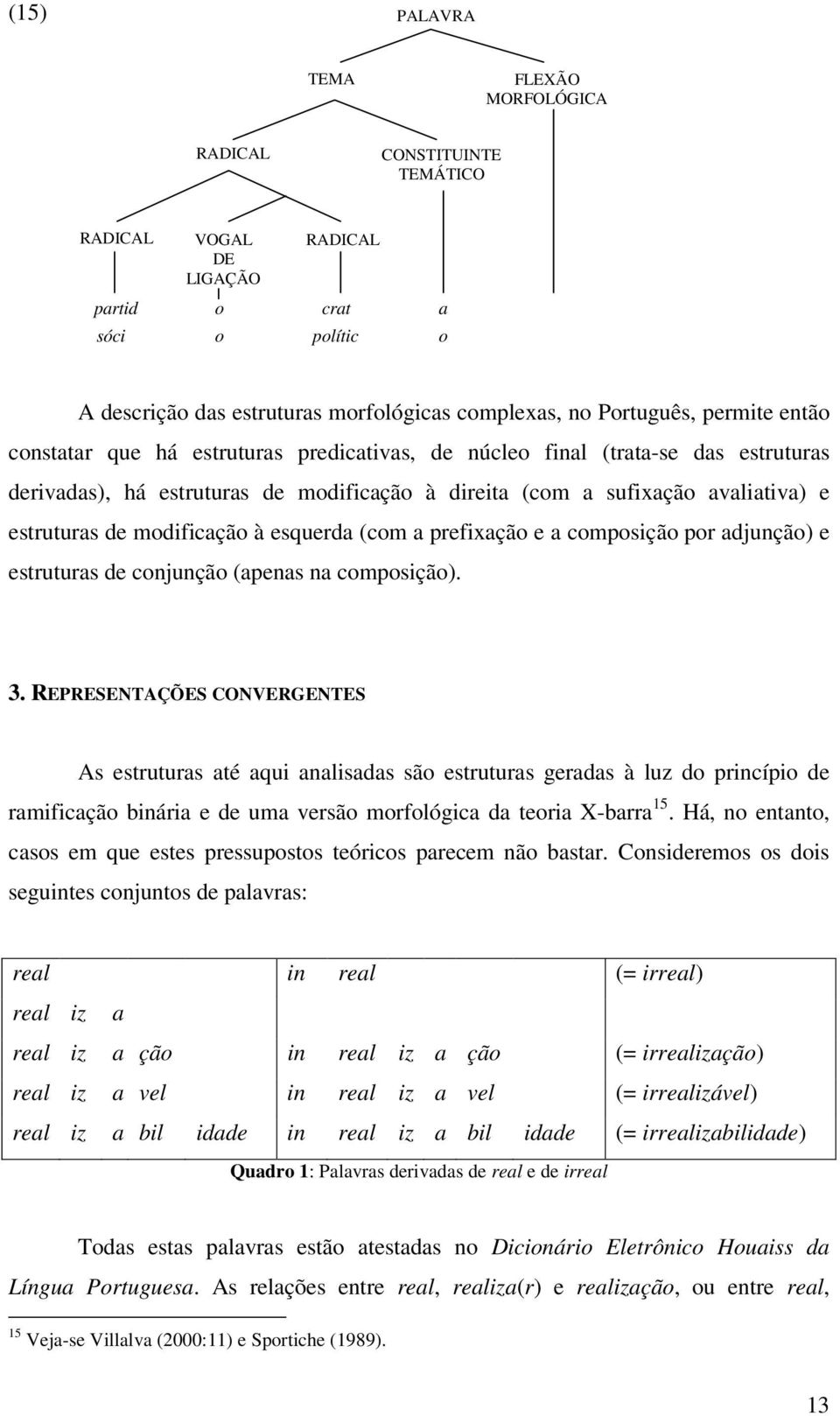 modificação à esquerda (com a prefixação e a composição por adjunção) e estruturas de conjunção (apenas na composição). 3.