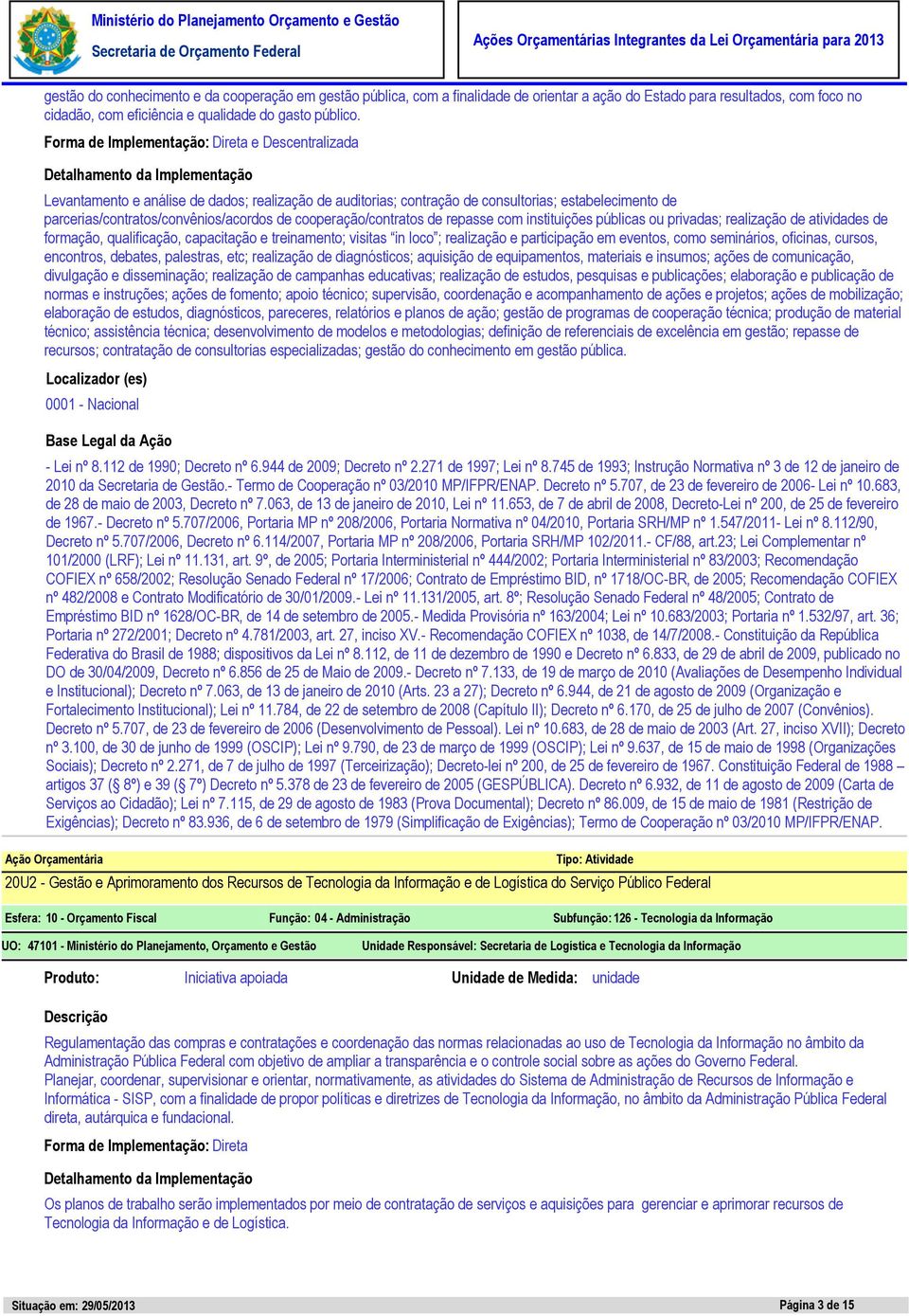 instituições públicas ou privadas; realização de atividades de formação, qualificação, capacitação e treinamento; visitas in loco ; realização e participação em eventos, como seminários, oficinas,