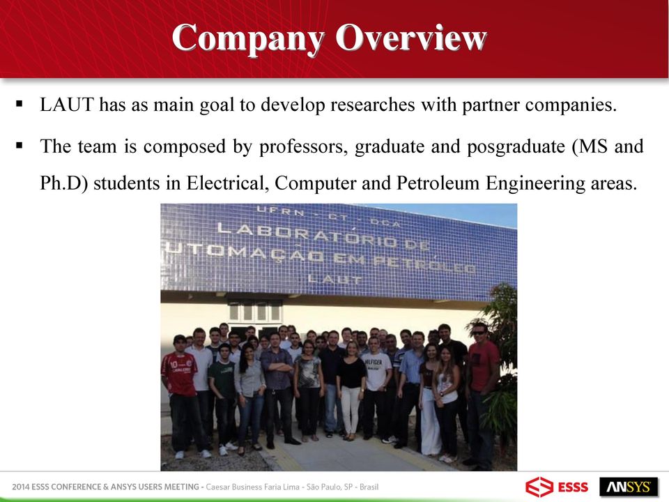 The team is composed by professors, graduate and