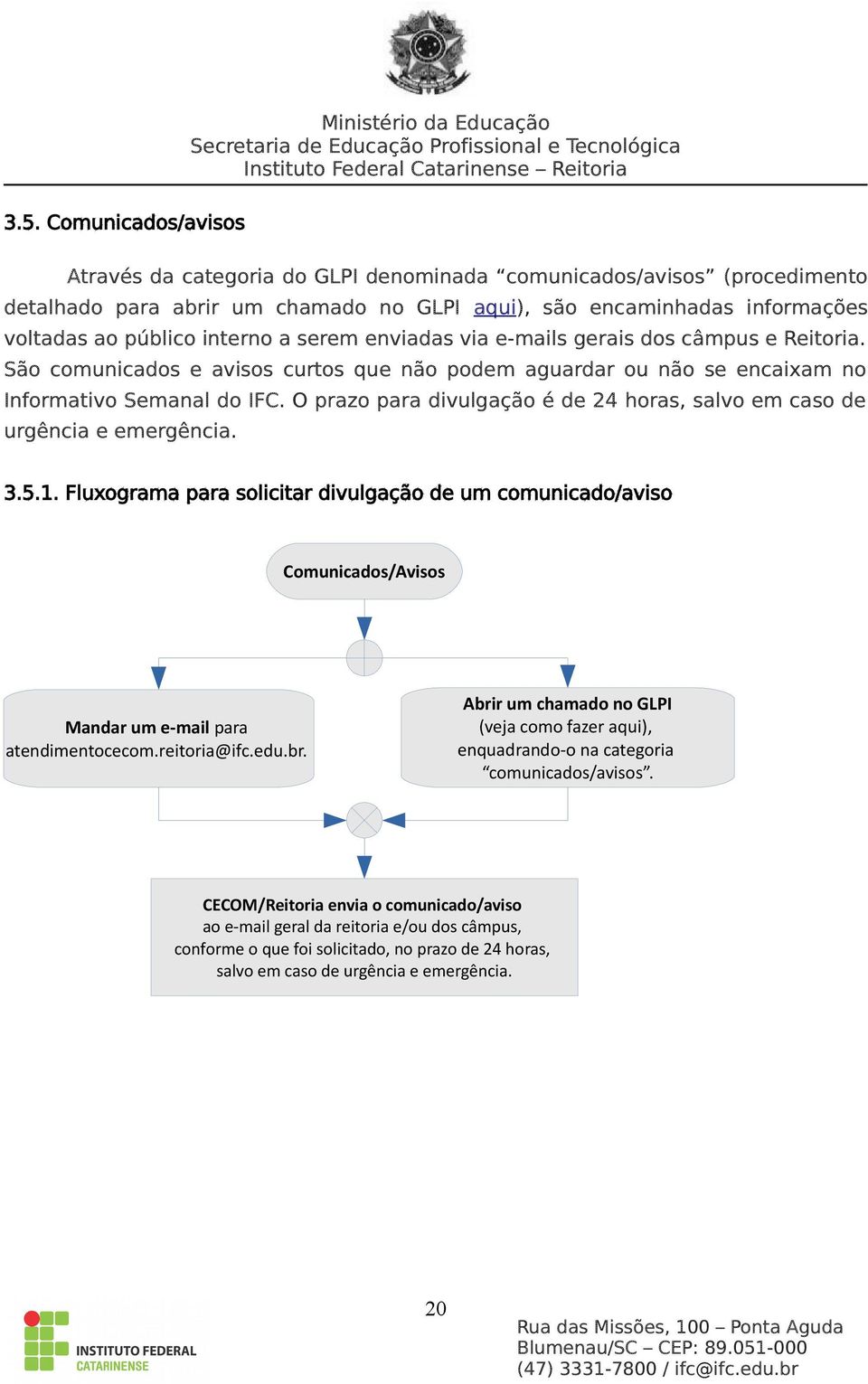 O prazo para divulgação é de 24 horas, salvo em caso de urgência e emergência. 3.5.1.