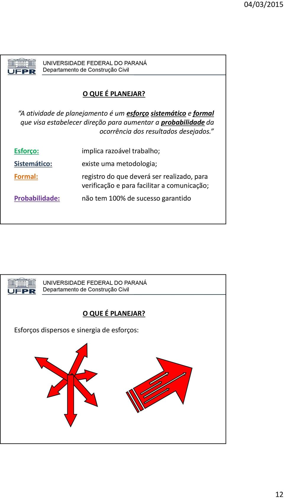 probabilidade da ocorrência dos resultados desejados.