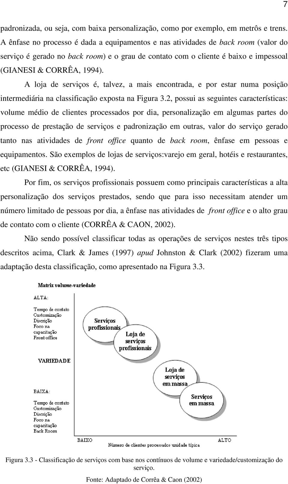 A loja de serviços é, talvez, a mais encontrada, e por estar numa posição intermediária na classificação exposta na Figura 3.