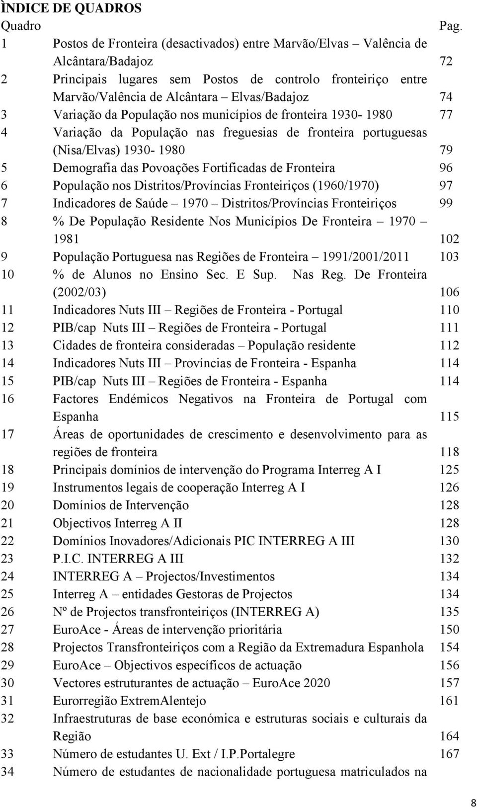 Variação da População nos municípios de fronteira 1930-1980 77 4 Variação da População nas freguesias de fronteira portuguesas (Nisa/Elvas) 1930-1980 79 5 Demografia das Povoações Fortificadas de