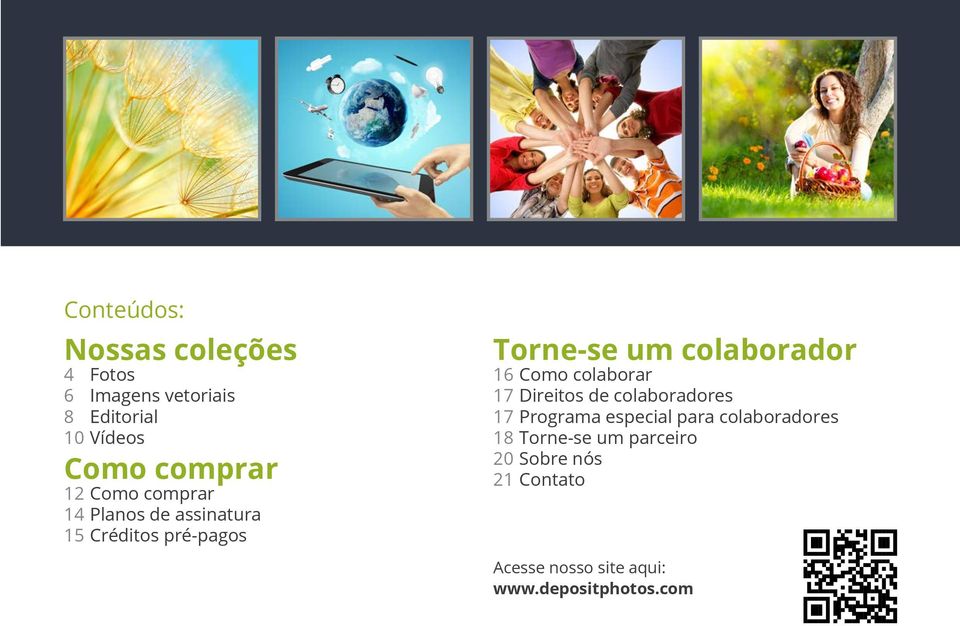 colaborador 16 Como colaborar 17 Direitos de colaboradores 17 Programa especial para