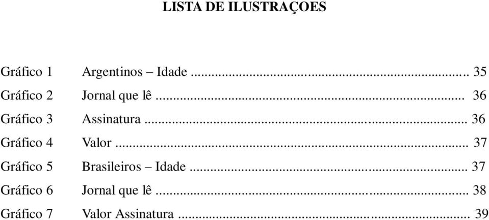 .. 36 Gráfico 4 Valor... 37 Gráfico 5 Brasileiros Idade.