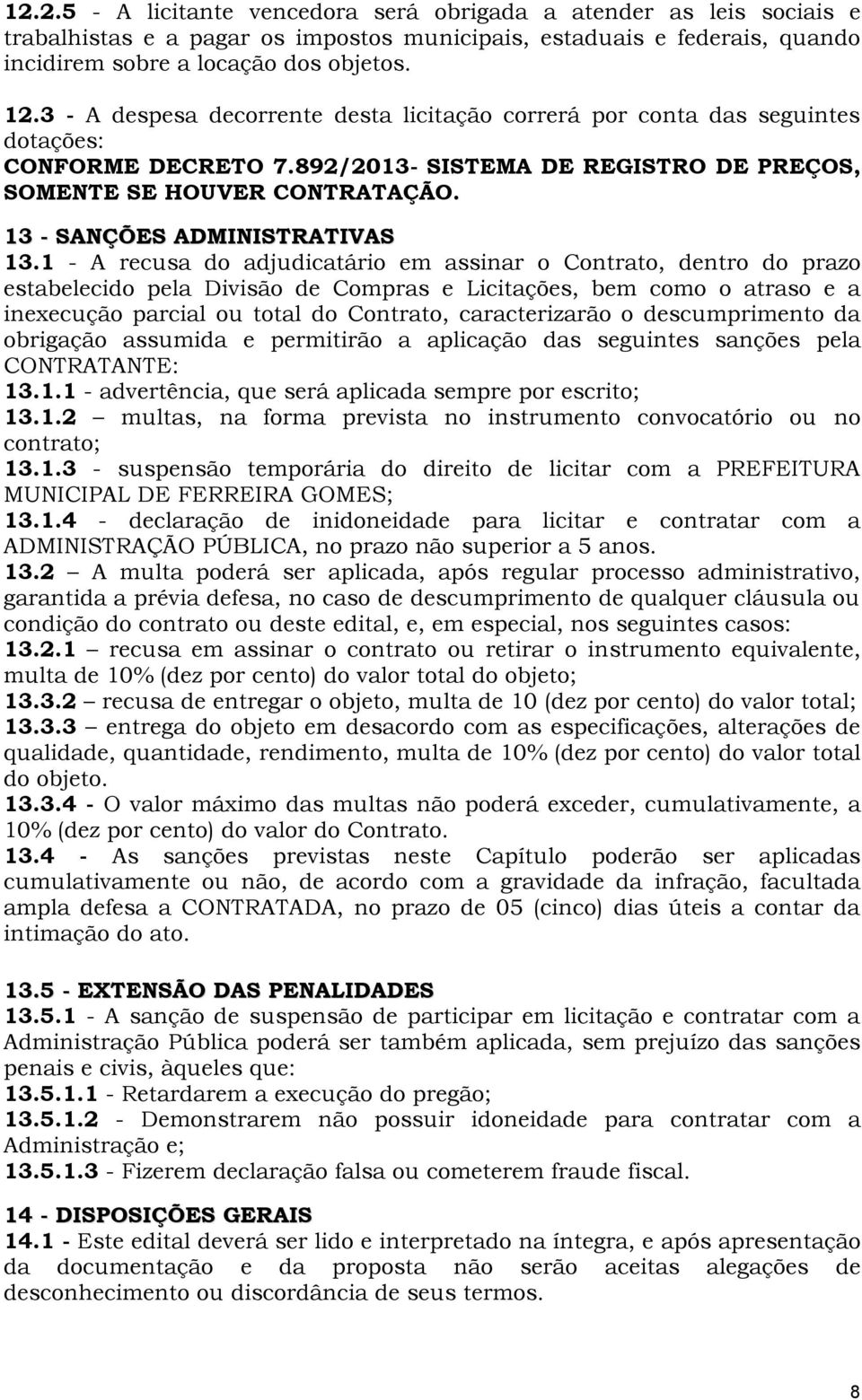 13 - SANÇÕES ADMINISTRATIVAS 13.